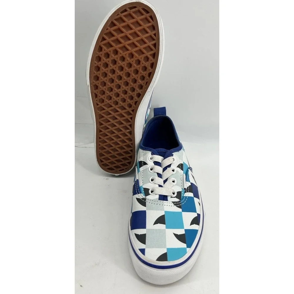 Vans Authentic Elastic Lace Sneakers Shark Checkerboard‎ Boys Size 3 NEW